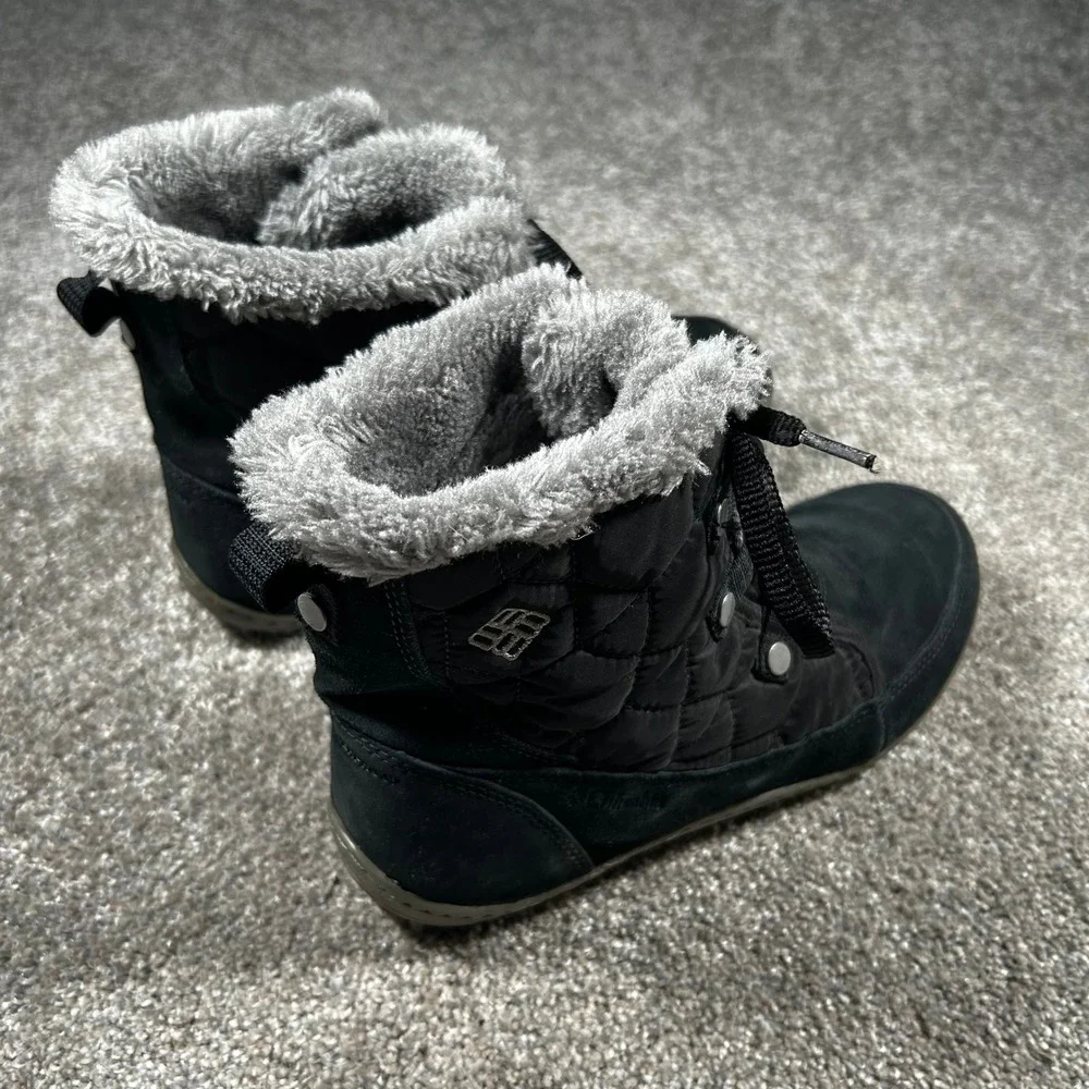 Columbia Minx Mid II Waterproof Omni-Heat Winter Boots Black Womens 7.5